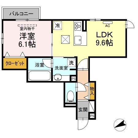 BAMBOO GRASS舟入(1LDK/1階)の間取り写真
