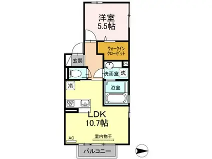 コンフォールえびす(1LDK/2階)の間取り写真