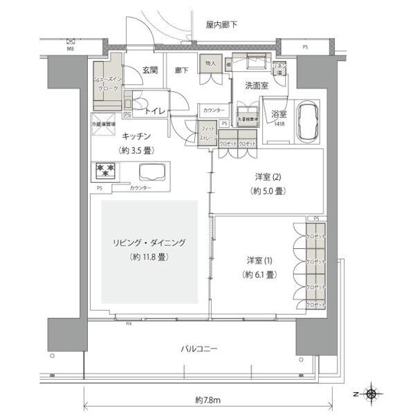 リニアゲートタワー名古屋(2LDK/9階)の間取り写真