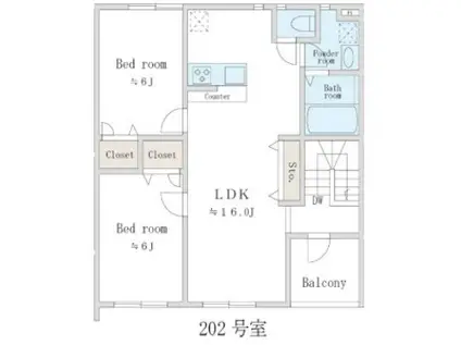 リマ 1(2LDK/2階)の間取り写真