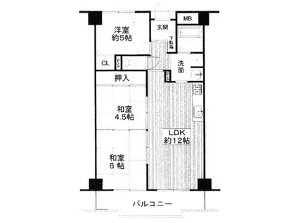 クローバーハイツ(3LDK/7階)の間取り写真
