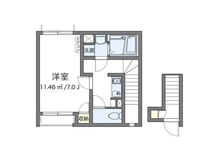 クレイノオリーブハウスVIII(1K/2階)の間取り写真