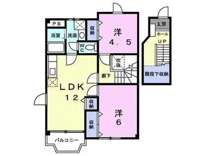 マーベラス宮浦(2LDK/2階)の間取り写真