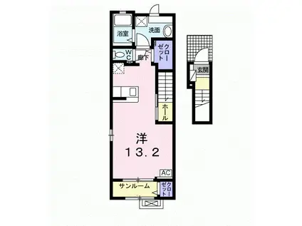 クレール カヤ(ワンルーム/2階)の間取り写真