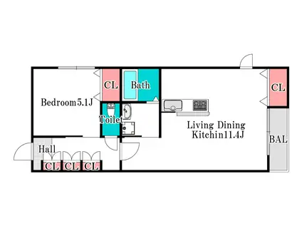 オーキッドハイム(1LDK/2階)の間取り写真