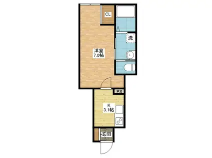 ボナール今津(1K/1階)の間取り写真