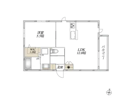 神谷2丁目メゾン(1LDK/2階)の間取り写真