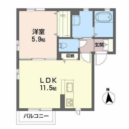 シャーメゾンM・Ⅱ(1LDK/2階)の間取り写真