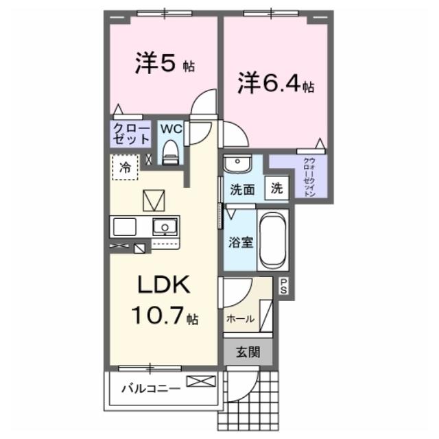 ポルトII(2LDK/1階)の間取り写真