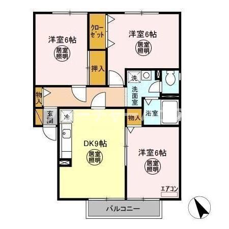 パストラル 壱番館(3DK/1階)の間取り写真