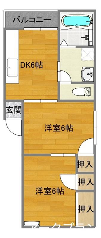 つづみ荘(2DK/1階)の間取り写真