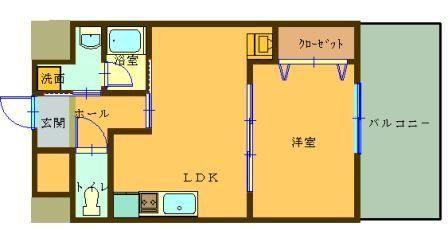 SAI宇宿(1LDK/7階)の間取り写真
