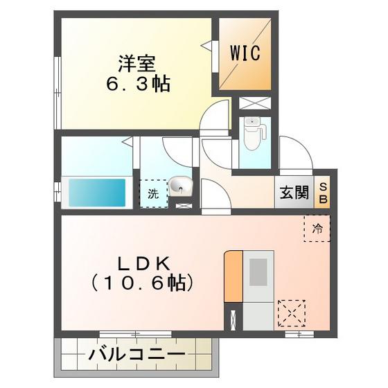 エフクレフ(1LDK/1階)の間取り写真