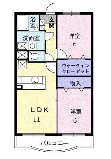 ゴールドグレイスI(2LDK/2階)の間取り写真