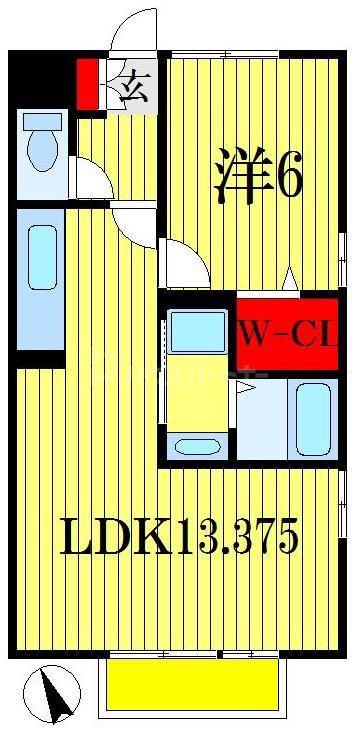 アルビオン(1LDK/1階)の間取り写真
