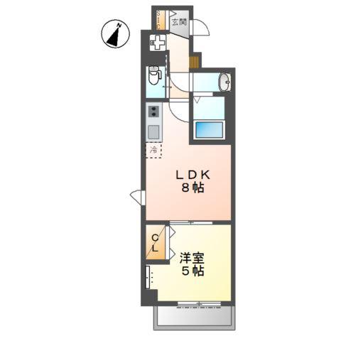 大田区大森中2丁目(1LDK/2階)の間取り写真