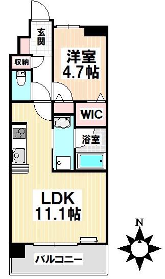 グランレコルト(1LDK/4階)の間取り写真