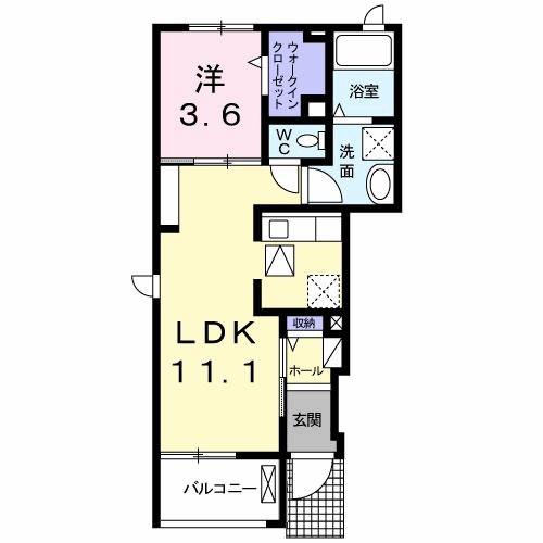 ハイツ のぞみ(1LDK/1階)の間取り写真