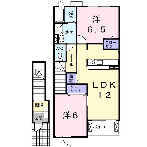 ルミエール II(2LDK/2階)の間取り写真