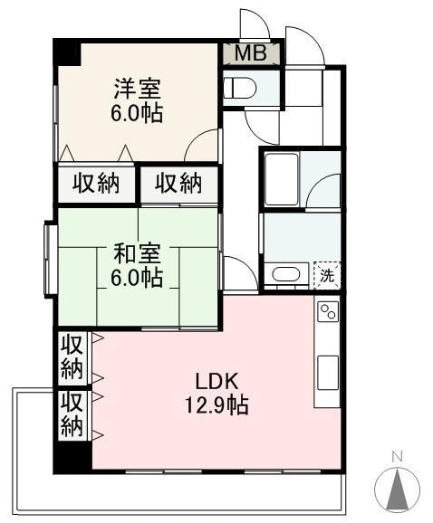 ウッドネスト成合(2LDK/6階)の間取り写真
