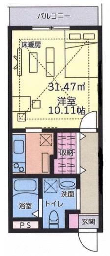 ビレッジ仙川壱番館(1K/2階)の間取り写真