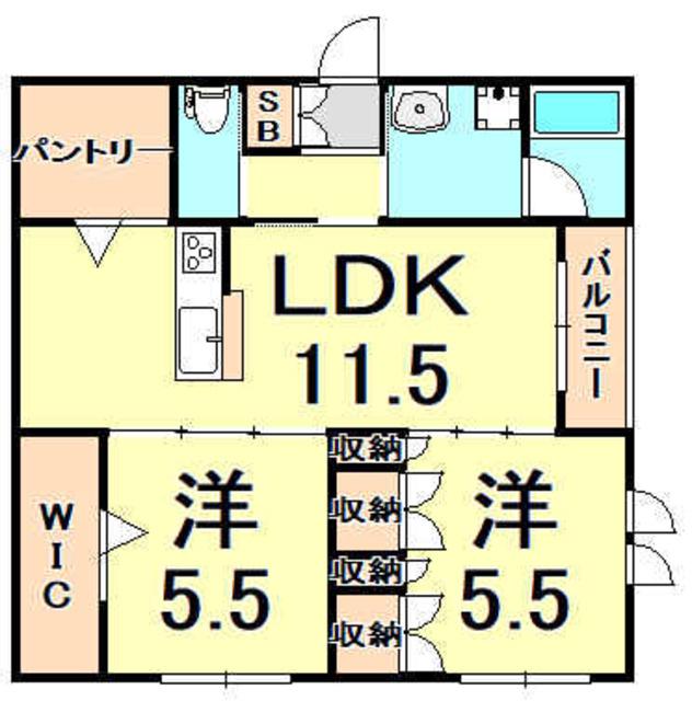 ROBUSTO 東園田(2LDK/2階)の間取り写真