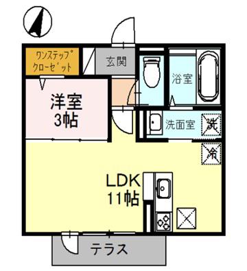 近鉄奈良線 学園前駅(奈良) 徒歩11分 2階建 築8年(1LDK/1階)の間取り写真