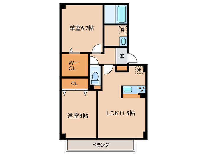 サンスマイル(2LDK/1階)の間取り写真