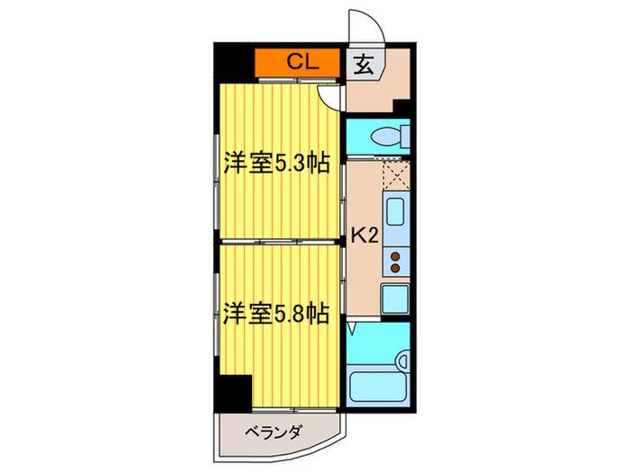 KUSHIGE GOJO(2K/7階)の間取り写真