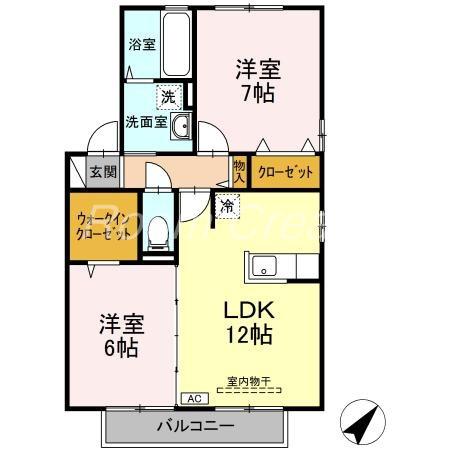 オーキッドコートC(2LDK/2階)の間取り写真
