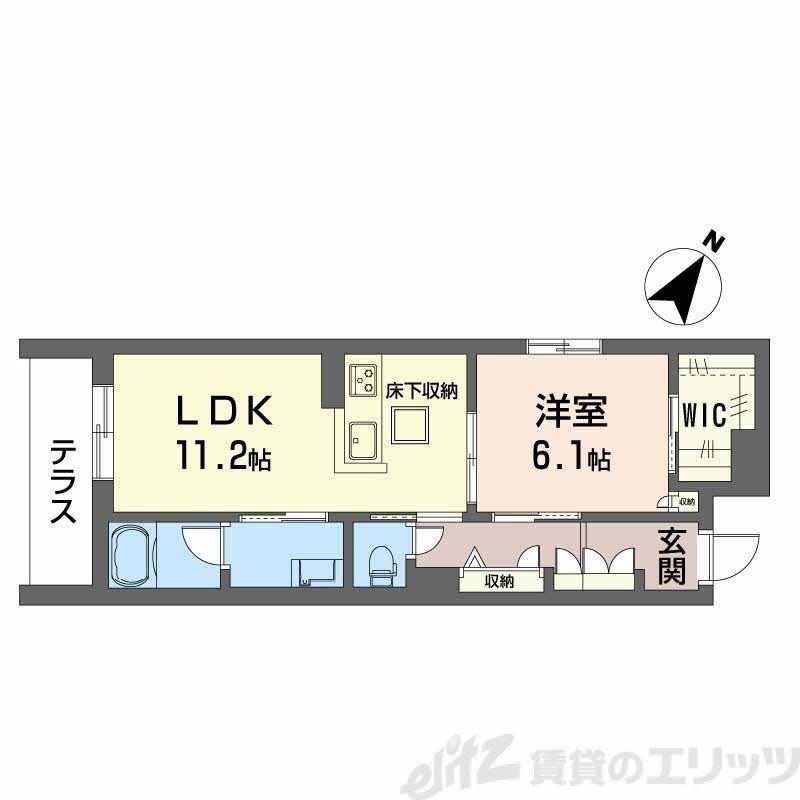 ヘミングウェイ(1LDK/1階)の間取り写真