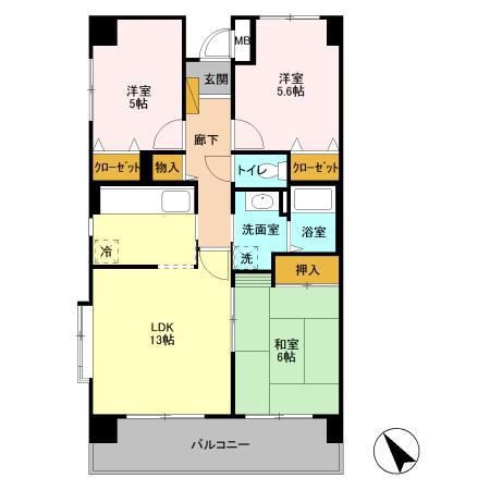 フェアール習志野(3LDK/3階)の間取り写真