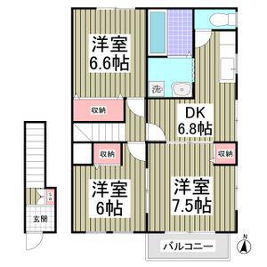 さくらコーポA(3DK/2階)の間取り写真