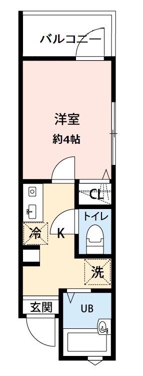 アポロLC(1K/3階)の間取り写真