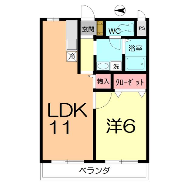 クレールシントウ(1LDK/1階)の間取り写真