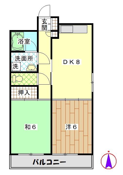 川辺泉町マンション(2DK/1階)の間取り写真