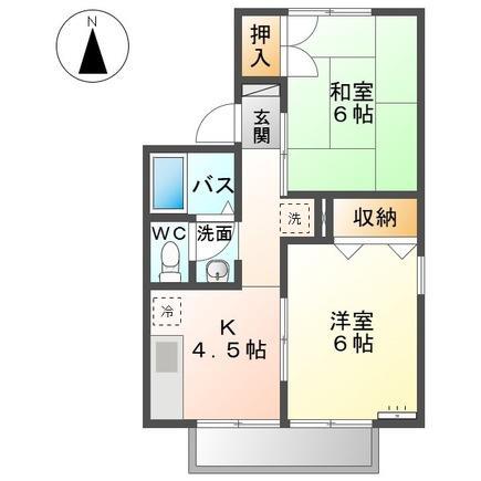 ミルキーウェイA(2K/2階)の間取り写真