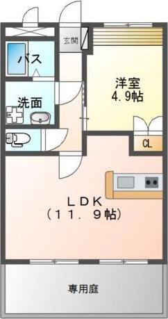 ベルメゾン・ルージュ(1LDK/1階)の間取り写真