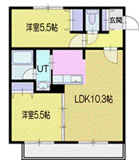 アルファレジデンス末広(2LDK/3階)の間取り写真
