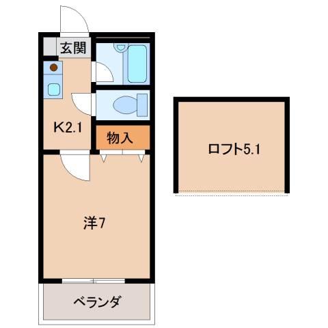 コスモコートコサコ(1K/2階)の間取り写真
