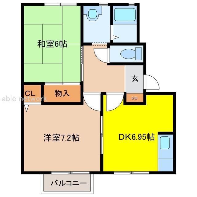 Nミレニアム(2DK/2階)の間取り写真
