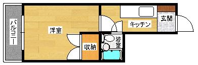 エステート18東雲(1K/1階)の間取り写真