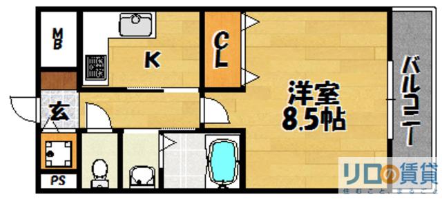 ノーム豊新II(1K/3階)の間取り写真