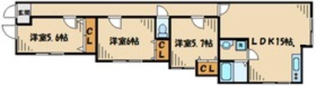 グランヒルズ相模大野(3LDK/2階)の間取り写真