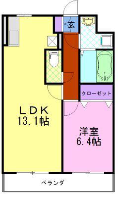 モアベリー(1LDK/8階)の間取り写真