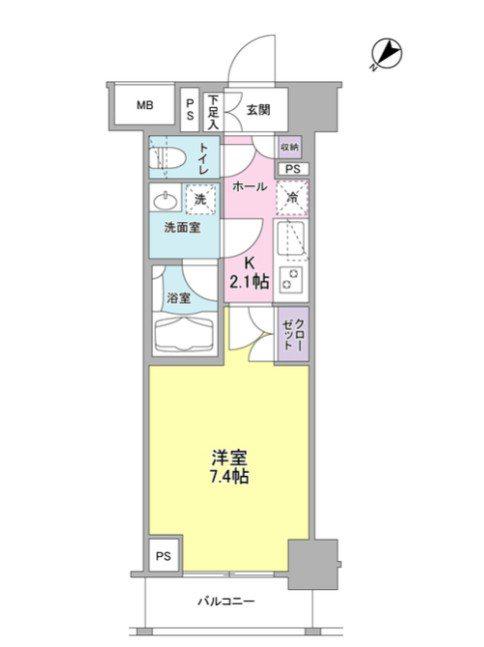 グラマシー横濱関内(1K/9階)の間取り写真