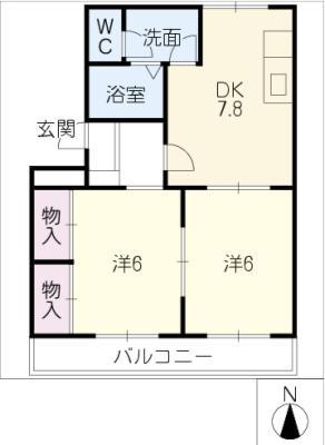コンフォールシャトー(2DK/1階)の間取り写真