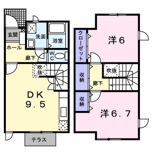 アヴニール21(2DK/1階)の間取り写真