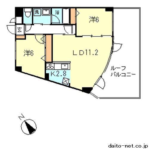 ハーベストヒルズ溝の口1(2LDK/2階)の間取り写真