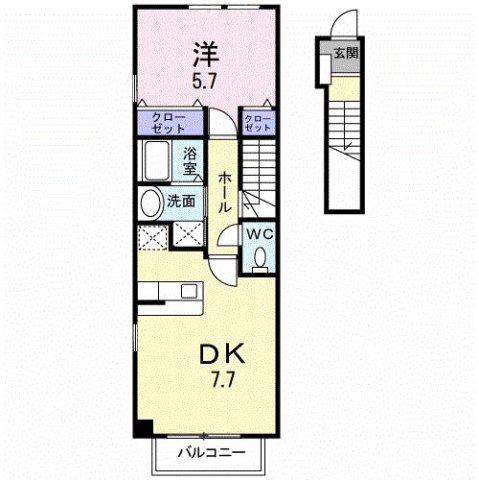 シャルマンヒロ弐番館(1DK/2階)の間取り写真